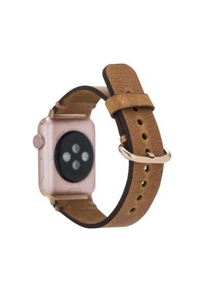 Apple Uyumlu Watch    Deri Kordon 38-40-41mm Roma G19 Taba