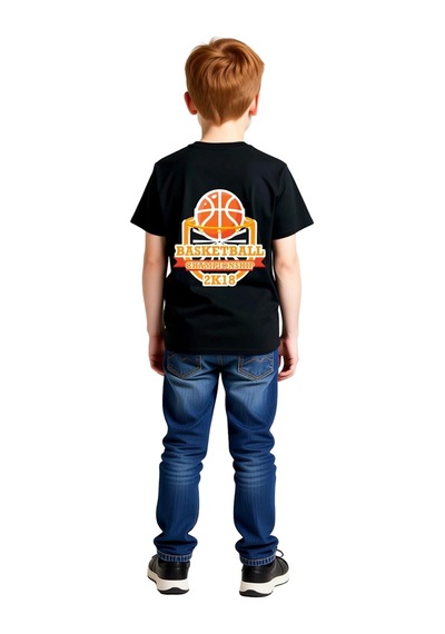 Paybuy Basketbol Şampiyonluğu 2k18 Baskılı Çocuk Tişört Siyah