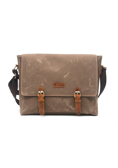 Gillario Design 03 Kanvas - Deri 15.6 Inch Postacı Laptop Çantası Vizon