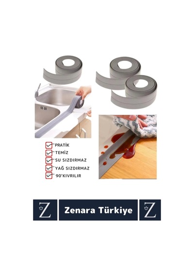 Premium Ekstra Dayanıklı Pvc Yağ Kenar Küf Önleyici Gri Sızdırmaz İzolasyon Bantı 3.2 Mt 1 Adet