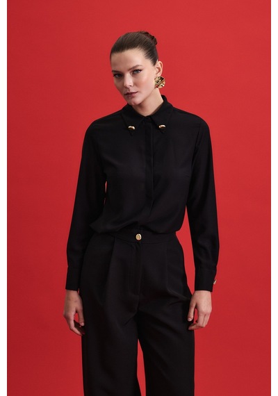 Sateen Lucy Gömlek - Siyah-136941 Siyah