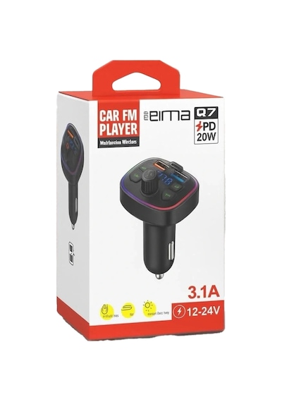 Eıma Q7 Bluetooth Araç Fm Transmitter Mp3 Çalar Type-c Pd 20w Hızlı Şarj