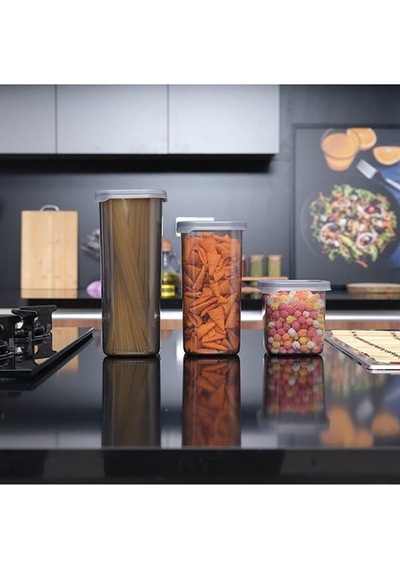 Rossel Premium Lüks Füme 24'Lü Erzak Saklama Kabı Etiket Hediyeli Çok Renkli