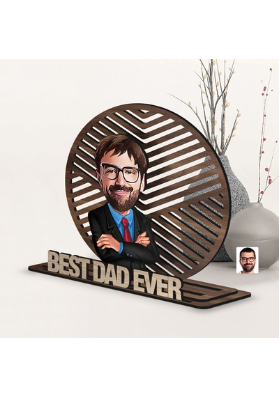 Bk Gift Kişiye Özel 3 Katmanlı Baba Karikatürlü Ahşap Biblo-6, Babaya Hediye, Babalar Günü Hediyeleri Kobitmeyen138156 Bk Gift