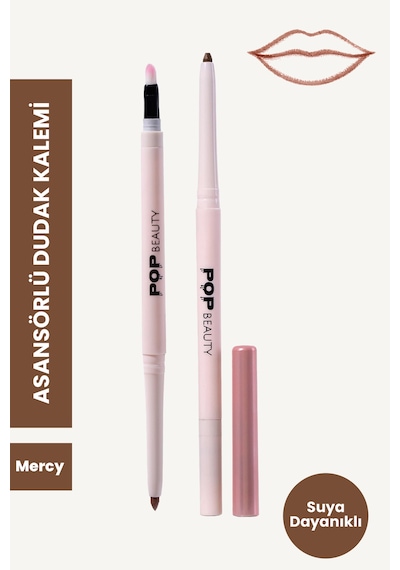 Pop Beauty Waterproof Suya Dayanıklı Asansörlü Dudak Kalemi Mercy
