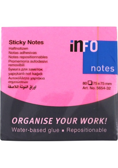 Info Notes 75x75 Fosfor Pembe Postit 80 Yp 565432