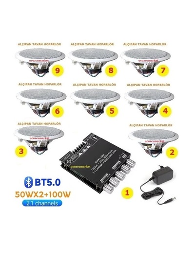 Bluetooth Özellikli Tavan Hoparlör Seti 8 Tavan Hoparlör Amfiye Gerek Yoktur