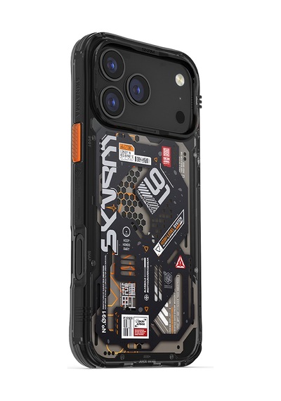 Apple Uyumlu iPhone 17 Pro Max Kılıf Desenli Airbag Tasarımlı Skinarma Spectra Kapak Siyah Siyah