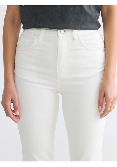 Lcw Modest Ekru Crop Flare Kadın Jean Pantolon