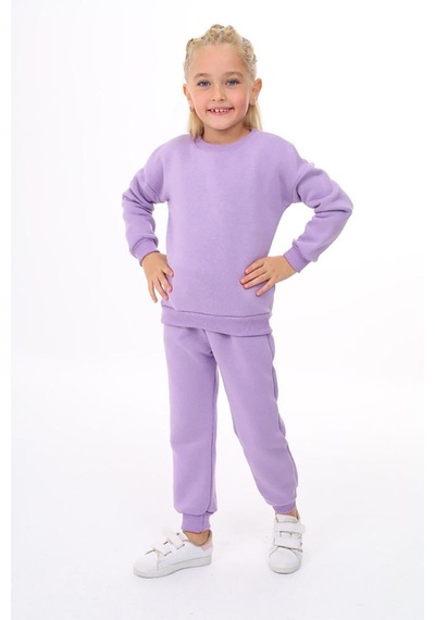 My Kids Wear Üç İplik Cepli Bisiklet Yaka Alt Üst Takım Lila