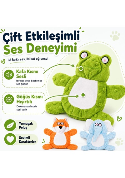 Sogud Kedi Köpek Oyuncağı Sesli Hışırtılı Peluş Tilki, Isırınca S