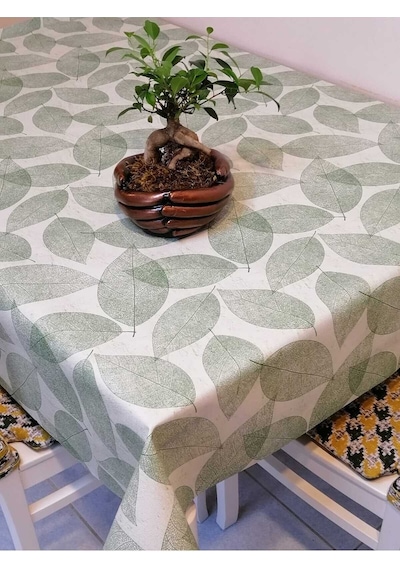 Elyaflı Pvc Muşamba - Desenli Silinebilir Masa Örtüsü 02mrl165c Yeşil