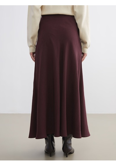 Lcw Modest Bordo Beli Fermuarlı Kloş Etek