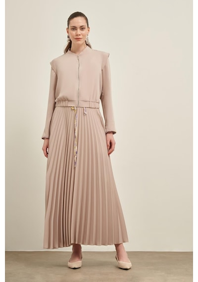 FTZ Women Ftz Plise Etekli Takım Beige 31024 Beige Bej