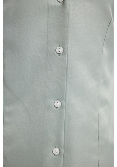 Tudors Kadın Slim Fit Dar Kesim Klasik Yaka Uzun Kollu Mint Gömlek-40361 Mint