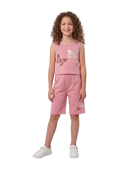 New Kids Kelebek Baskılı Şortta Kelebek Gks Yaldız Detaylı. Kız Çocuk Takım-91182 Gül Kurusu New Kids Kelebek Baskılı Şortta Kelebek Gks Yaldız Detaylı. Kız Çocuk Takım-91182 Gül Kurusu