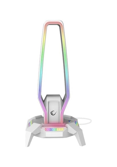 Rm-h27 Igrıs Type-c Rgb Beyaz Kulaklık Standı, 3 Usb 2.0 Portlu, 3.5 Mm Ses Girişli Oyuncu Kulaklık Askısı