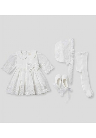 Pugi Baby Kız Bebek Şık Dantelli Mevlüt / Özel Gün Elbisesi Beyaz3