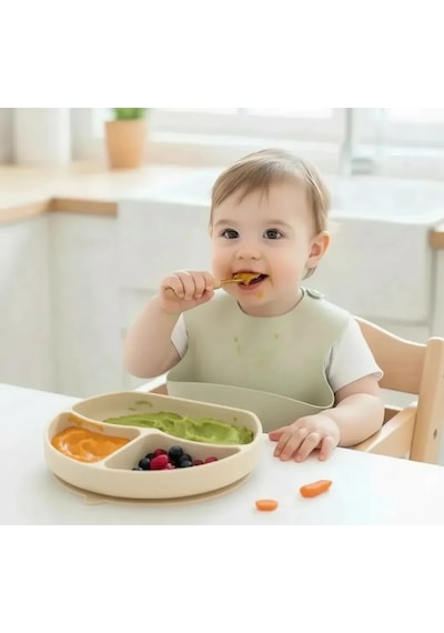 Babyjem Vakum Tabanlı Silikon Tabak Ekru