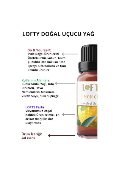 Lofty Limon Çiçeği Uçucu Yağ Buhurdanlık Esansı Oda Kokusu 10 ML