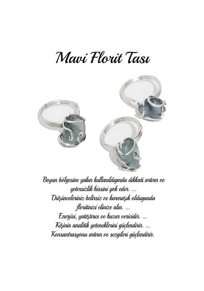 Sertifikalı Gümüş Rokoko Model Mavi Florit Taşı Yüzük - Ayarlamal Çok Renkli