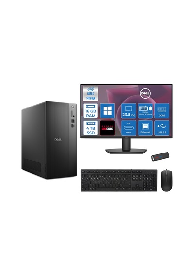 Dell Tower Essential QVT1260 BTO-01400727P05 i7-14700 16 GB 4 TB SSD RX550 23.8" W11P Masaüstü Bilgisayar + USB Bellek