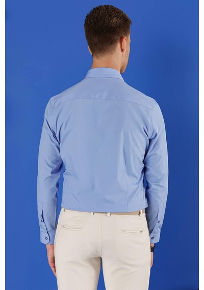 Efor Gk 683 Slim Fit Koyu Mavi Klasik Gömlek Koyu Mavi