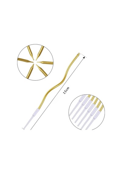 Gold Zikzak Doğum Günü Pastası Mumu 6 Lı Paket Dekoratif Pasta Ve Parti Süsleme Mumu 15 Cm