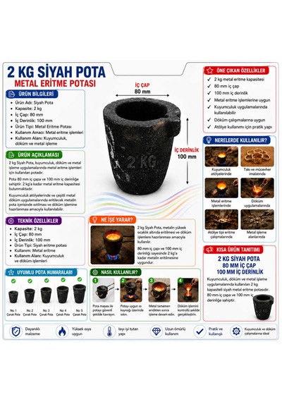 2 Kg Siyah Pota - Metal Eritme Potası
