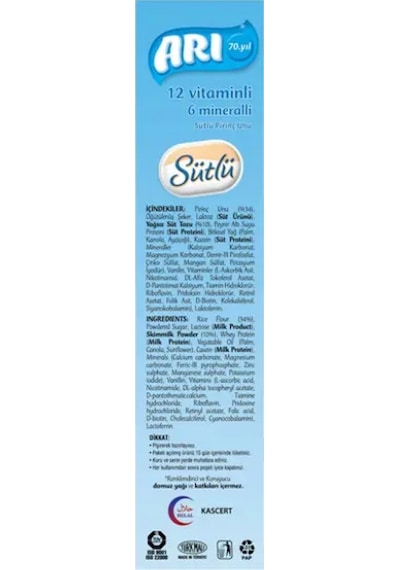 Arı 12 Vitaminli 6 Mineralli Sütlü 6+ Ay Pirinç Unu 250 G