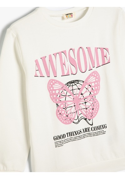 Koton Kız Çocuk Sweatshirt Ekru 5wkg10334ak 25ky59003246 Y5915 Ekru