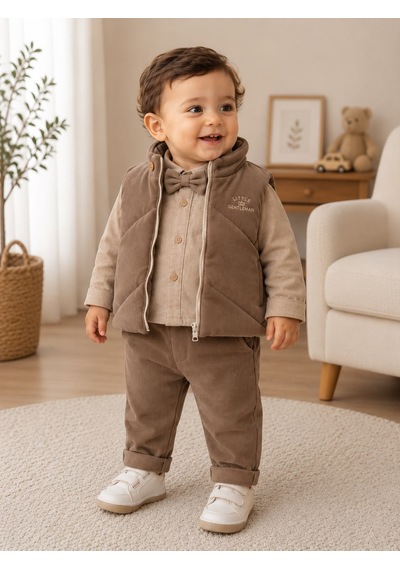 Hippıl Baby Pantolonlu Papyonlu Erkek Üçlü Takım 1-4 Yaş -bay7088727 - Kahverengi