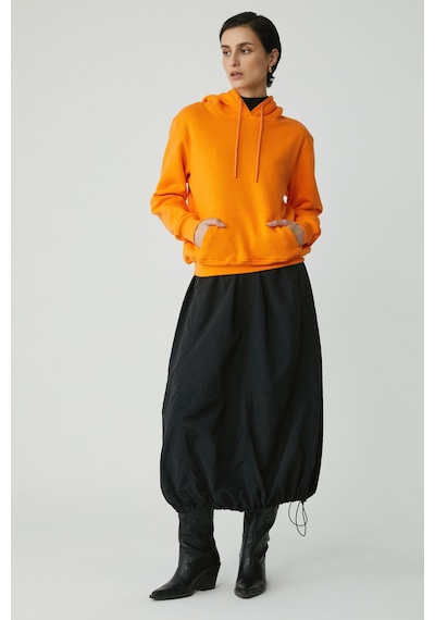 Ethıquet Diane Kadın İçi Polarlı Yumuşacık Comfort Fit Kapüşonlu Turuncu Sweatshirt