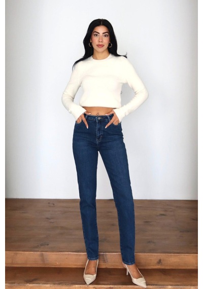 Lacarino7527 Kadın Mom Jean Pantolon Dark Blue