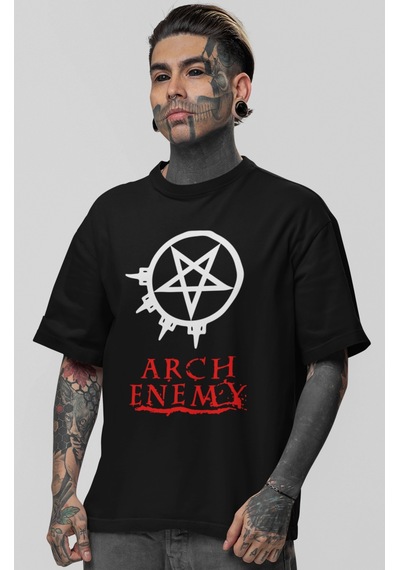 Arch Enemy Rock Metal Müzik Grubu Baskılı Unisex Oversize Tişört Siyah