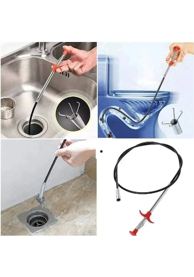 Kıskaç Tıkalı Lavabo Gider Boruları Açma Aparatı Banyo Gider Açıcı Mutfak Temizlik Drenaj Aleti Çok Renkli