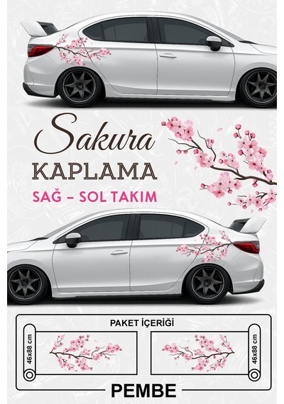 Sakura Kiraz Çiçeği Kaplama - Yan Gövde Kaplama Seti Pembe - 864812131
