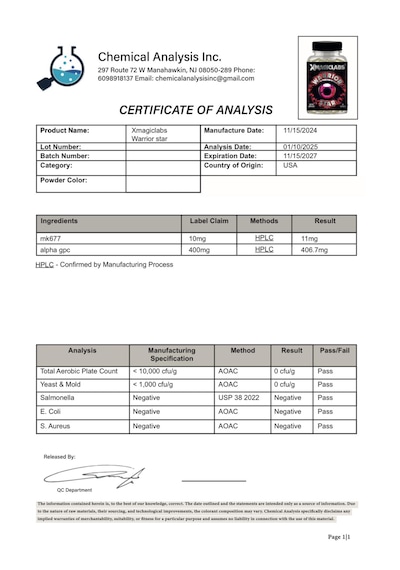 Xmagıclabs Warrıor Star Mk677 İbutamoren - Alpha Gpc 60 Caps Aromasız