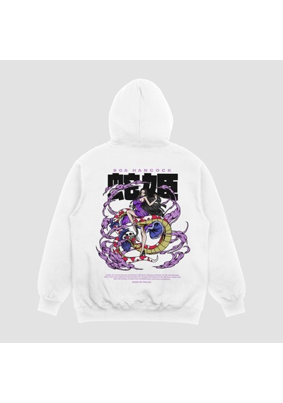 Unisex Beyaz Boa Baskılı Hoodie Oversize Kapşonlu Sweatshirt Beyaz
