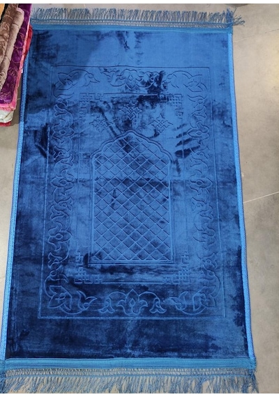Royam Lüx Kalın Yumuşak Kaymaz Taban Peluş Seccade 80 X 120 Lacivert