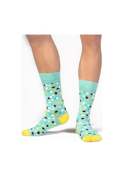 Ozzy Socks 4 Lü Eğlenceli Desenler Erkek Hediye Paketi Sarı-mavi-yeşil-turkuaz
