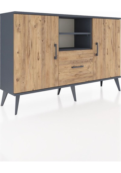 Arges Konsol 4 Raflı Tek Çekmeceli 2 Kapaklı 132x30x83 Antrasit-çam/çam Çam/çam Arges Konsol 4 Raflı Tek Çekmeceli 2 Kapaklı 132x30x83 Antrasit-çam/çam Çam/çam