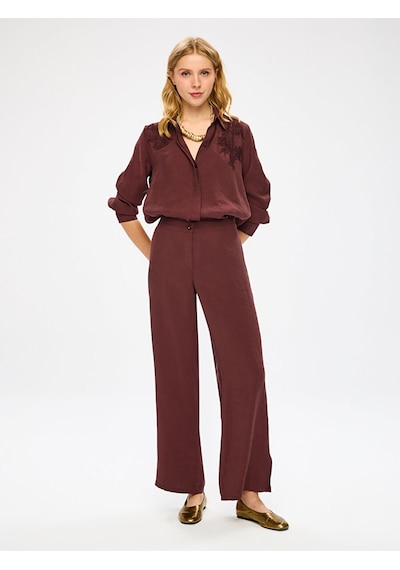 Faik Sönmez Arka Beli Lastikli Yanı Yırtmaçlı Modallı Wıdeleg Fit Pantolon W27pnt005 Uw27pnt00530 Kahve