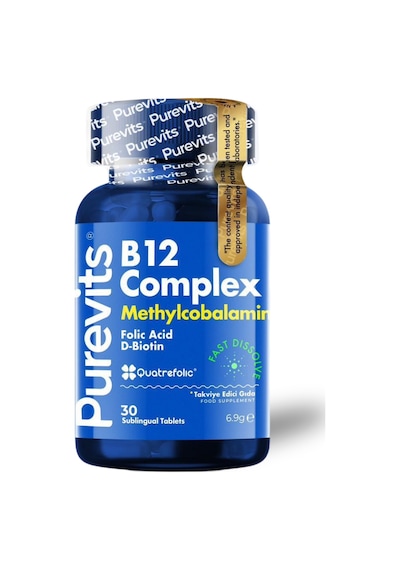 Purevits Vitamin B12 Complex - Folic Acid Biotin 30 Adet Dilaltı Tablet
