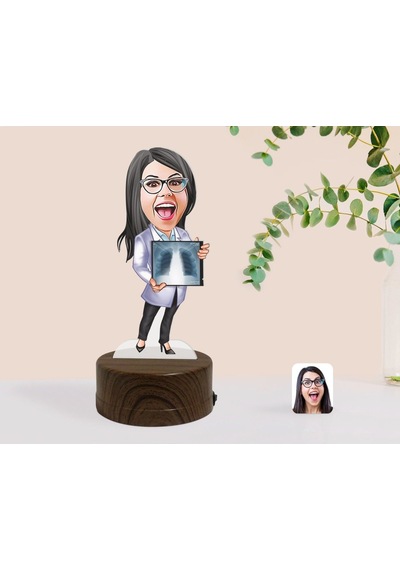 Kişiye Özel Kadın Radyolojist Karikatürlü Dekoratif 3D Biblo Led Çok Renkli