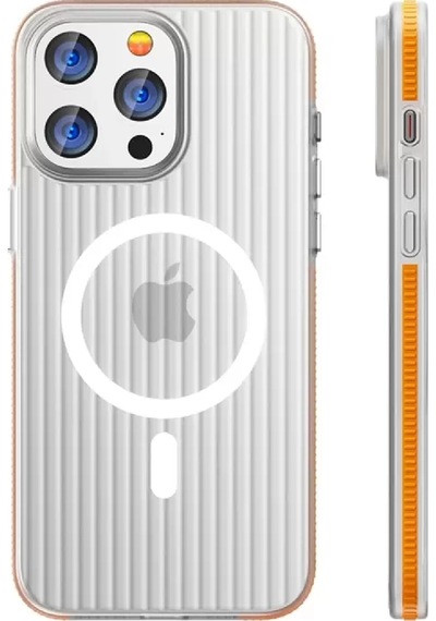 Joko Apple Uyumlu İphone 15 Pro Max Line Magsafe Kapak - Turuncu - Özel Seri 8683140793623