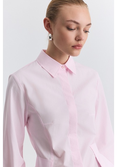 Antioch Peplum Poplin Gömlek Pembe