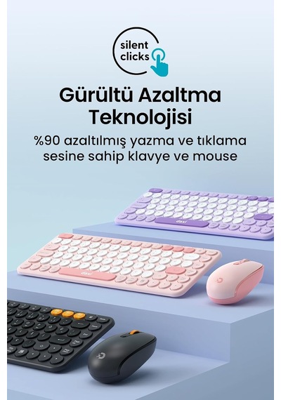 Mk350 Creator Pro Combo Sessiz 3 Kanallı Bluetooth + 2.4g Wireless Türkçe Q Klavye Mouse Seti Pembe Diğer Mk350 Creator Pro Combo Sessiz 3 Kanallı Bluetooth + 2.4g Wireless Türkçe Q Klavye Mouse Seti Pembe Diğer