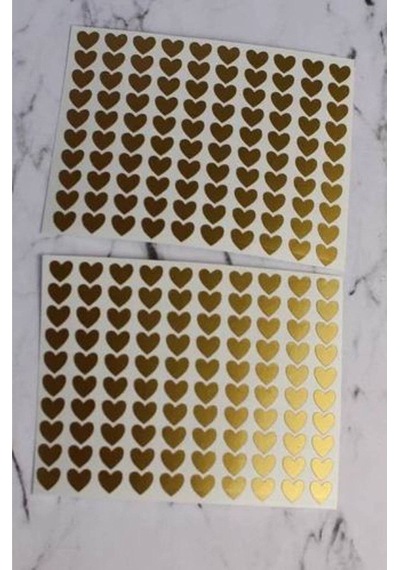 Altın Gold Kalp Şekilli Sticker Etiket Hediye Paketleme Etiketi 3x3 Cm Diğer