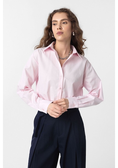 Antioch Crop Poplin Kadın Gömlek Pembe